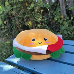 Smoochie pals extra large burger plush kids toy brown red food plushie squish